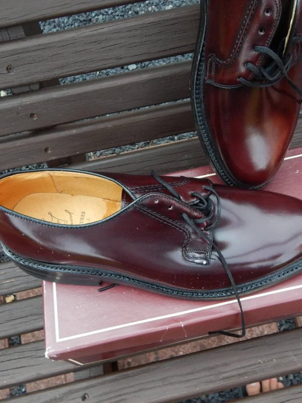 Hanover Vtg Shell Cordovan Shoes Men's 10.5 C/B Dark Burgundy Plain Toe Blucher*